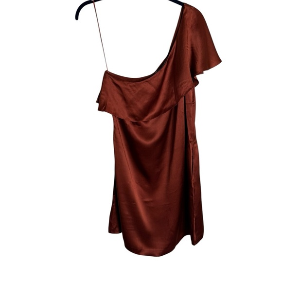 NWT Secret Mission Penelope 100% silk One Shoulder Mini Dress size XS X-Small - Picture 2 of 6
